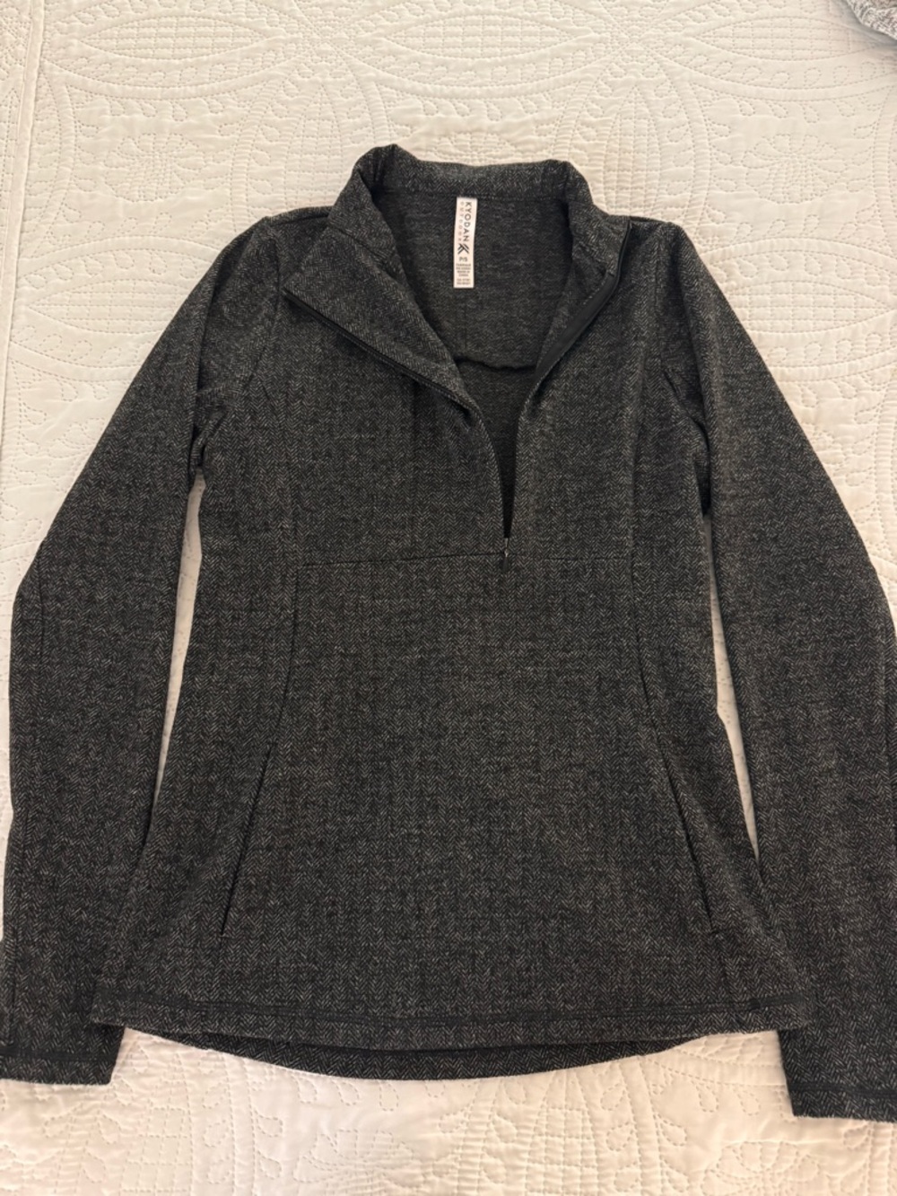 Dark Charcoal Heather asymmetrical Quarter-Zip Pullover